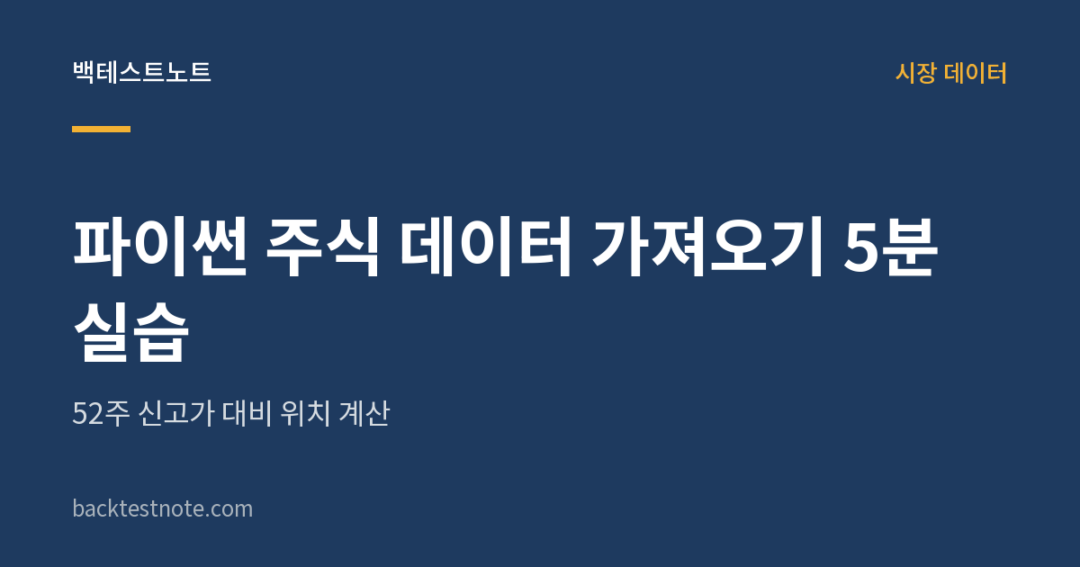 파이썬 주식 데이터 가져오기 5분 실습 — 52주 신고가 대비 위치 계산
