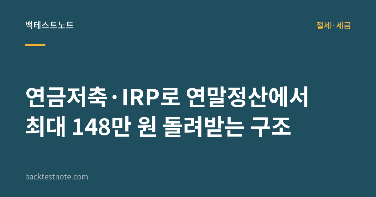 연금저축·IRP로 연말정산에서 최대 148만 원 돌려받는 구조