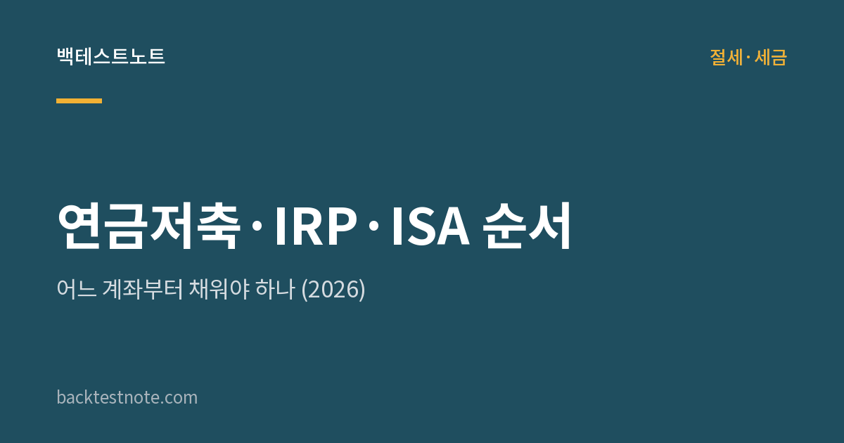연금저축·IRP·ISA 순서 — 어느 계좌부터 채워야 하나 (2026)